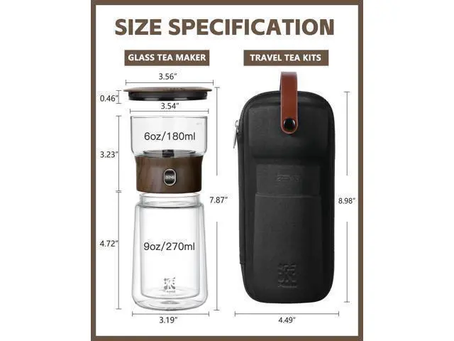 Alt view image 5 of 7 - Modern Glass Infuser Teapot, One Touch Tea Maker for Loose Leaf Tea with Insulated Mug and Portable Case. Enchanted Pot Alternatives for Tea Lover Gifts