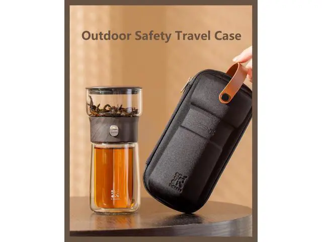 Alt view image 7 of 7 - Modern Glass Infuser Teapot, One Touch Tea Maker for Loose Leaf Tea with Insulated Mug and Portable Case. Enchanted Pot Alternatives for Tea Lover Gifts