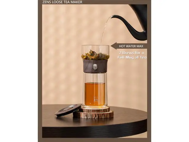 Alt view image 3 of 7 - Modern Glass Infuser Teapot, One Touch Tea Maker for Loose Leaf Tea with Insulated Mug and Portable Case. Enchanted Pot Alternatives for Tea Lover Gifts
