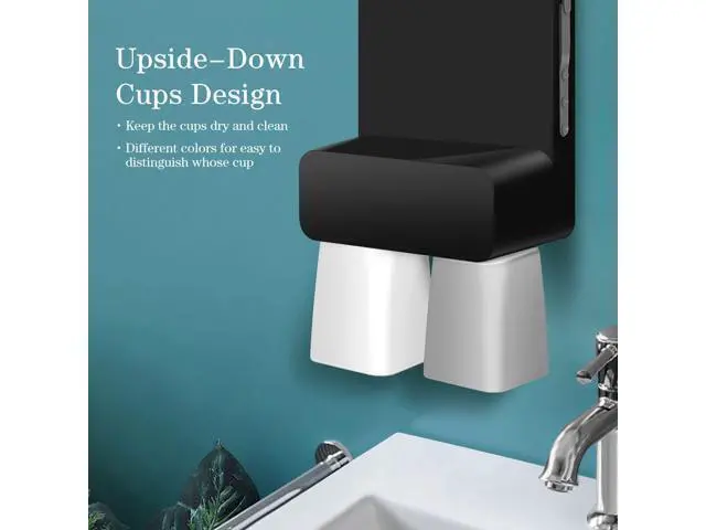 Alt view image 4 of 7 - Automatic Mouthwash Dispenser for Bathroom 700mL(23.67 Oz),Wall Mounted Mouthwash Dispenser with Magnetic Cups,Perfect for Kids and Adults (Dull Black)