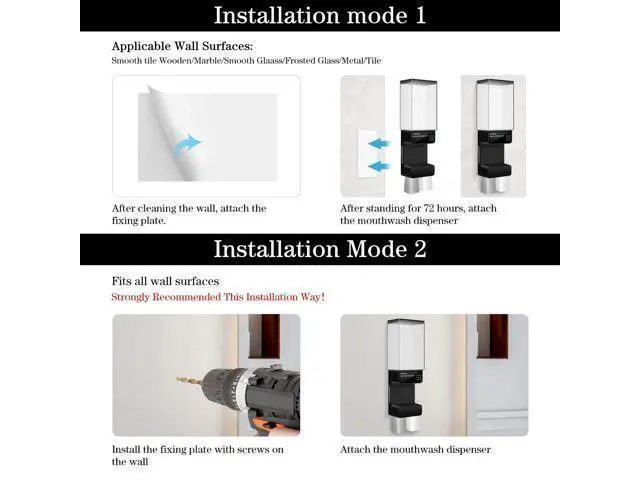 Alt view image 6 of 7 - Automatic Mouthwash Dispenser for Bathroom 700mL(23.67 Oz),Wall Mounted Mouthwash Dispenser with Magnetic Cups,Perfect for Kids and Adults (Dull Black)