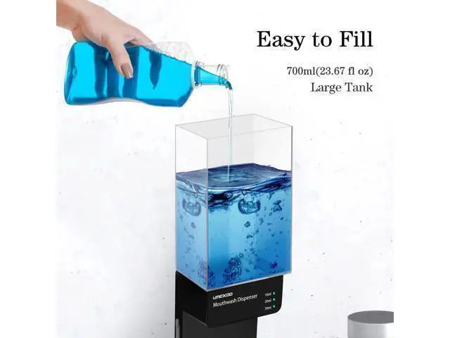 Alt view image 7 of 7 - Automatic Mouthwash Dispenser for Bathroom 700mL(23.67 Oz),Wall Mounted Mouthwash Dispenser with Magnetic Cups,Perfect for Kids and Adults (Dull Black)