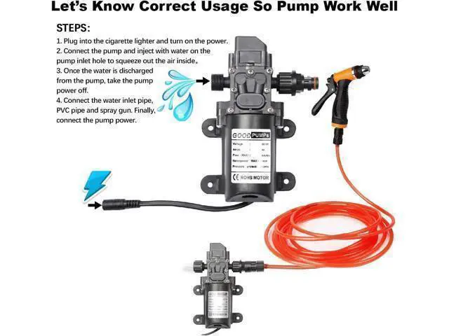 Alt view image 4 of 6 - Portable Intelligent Electric Pressure Washer Pump 100W 160 PSI 12V Portable Pressure Powerful Washing Kit with 21.3 Feet PVC Hose for Home, Car, Garden, Projects (100 W-Black Hose)