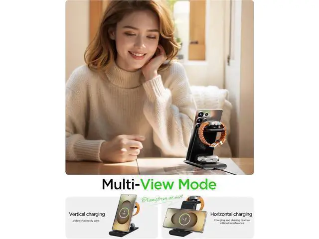 Alt view image 4 of 6 - Wireless Charging Station for Wireless Charger Galaxy Watch 8/7/6/5/4/3 Active 2/1 Stand Galaxy S25 Ultra/S25/S24/S23/S22/S21/Note20/10 Z Fold Flip 7 Galaxy Buds3/2 Pro/Live Multiple Devices