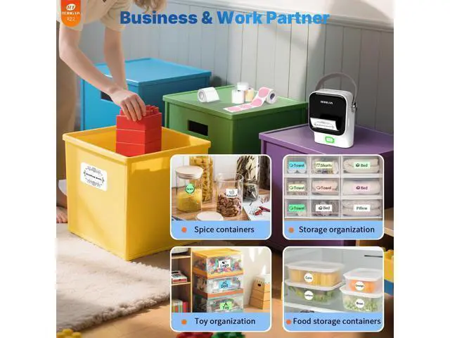 Alt view image 2 of 7 - Bluetooth Label Maker Machine with Tape, Thermal Label Printer for Office, Small Business Essentials, Home Organization, Portable Inkless Sticker Label Maker with 2x1.18 inch Labels