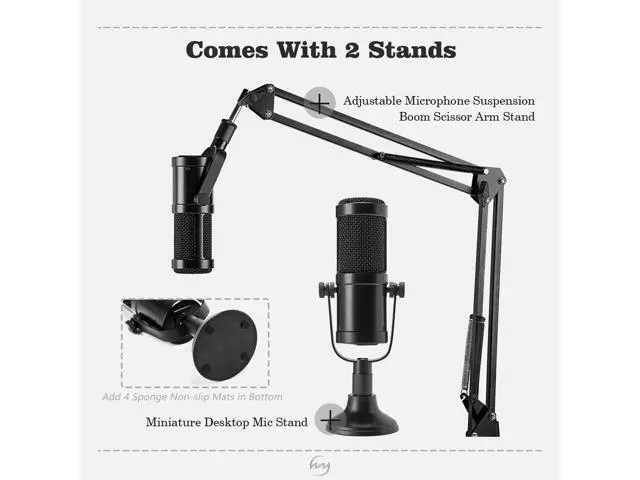 Alt view image 5 of 7 - Werleo Desktop Condenser Mic Set Professional Studio Microphone for Recording Cardioid Condenser PC Mic Comes with Miniature Stand and Adjustable Mic Stand