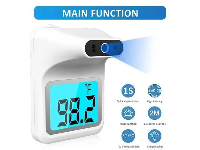 Alt view image 3 of 6 - BONAEVER Wall Thermometer with Stand Infrared Forehead Wall Mounted Thermometer with Tripod Bluetooth Non-Contact Instant Reading Digital Temperature Detector