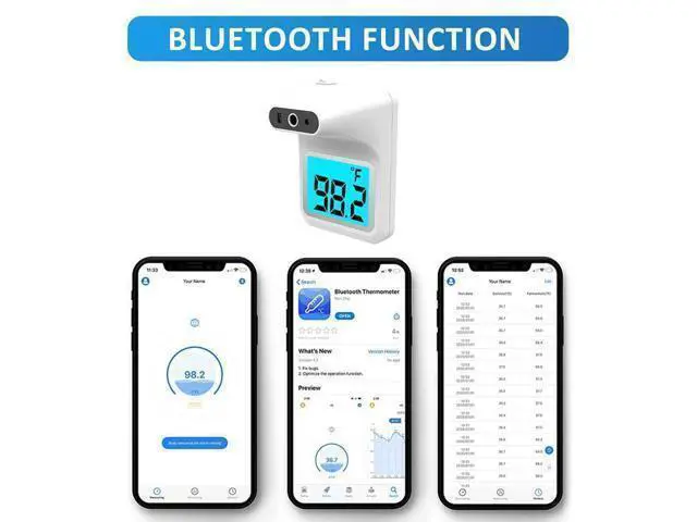 Alt view image 2 of 6 - BONAEVER Wall Thermometer with Stand Infrared Forehead Wall Mounted Thermometer with Tripod Bluetooth Non-Contact Instant Reading Digital Temperature Detector