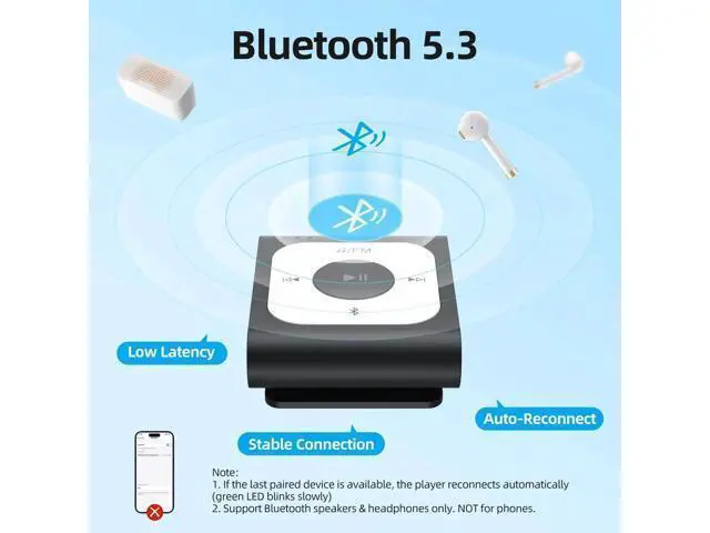 Alt view image 4 of 7 - 64GB Clip MP3 Player with Bluetooth, A53PL Portable Music Player with FM Radio, Shuffle, No Phone Needed, for Sports(Black)