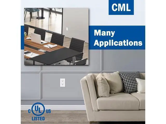 Alt view image 7 of 7 - CML 15 Amp Decorator Receptacle Outlet, 20 Pack Standard Electrical Outlet with Screwless Wall Plate, Non-Tamper Resistant, 15A 125V, UL Listed