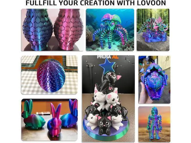 Alt view image 5 of 6 - LOVOON 3D Printer Filament, Tricolor PLA Filament 1.75mm Silk Rainbow Filament Green-Red-Blue, 3D Printing Accessories PLA Filament Multicolor, Dimensional Accuracy +/-0.02mm, 2.2lbs/Spool