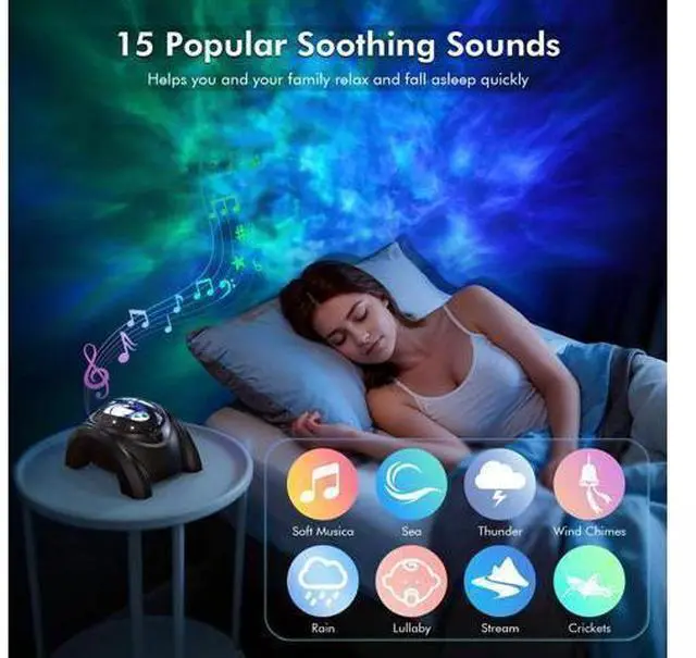 Alt view image 3 of 7 - Dual Lens Galaxy Projector, Star Projector for Bedroom with 58 Light Effects, Night Light Projector with White Noise & Bluetooth Speaker, Remote Timer, Easter Room Decor Gift for Kids Adults