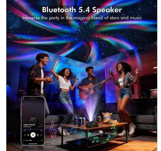 Alt view image 4 of 7 - Dual Lens Galaxy Projector, Star Projector for Bedroom with 58 Light Effects, Night Light Projector with White Noise & Bluetooth Speaker, Remote Timer, Easter Room Decor Gift for Kids Adults