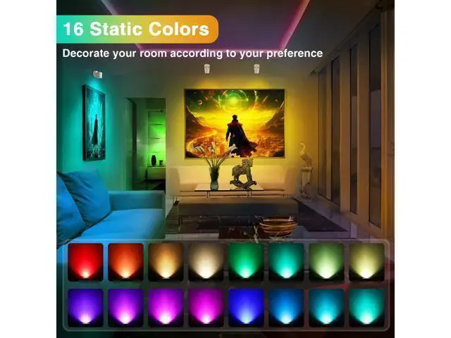 Alt view image 3 of 7 - 6W RGBW Uplighting Indoor Color Changing Up Lights Indoor with Remote Dimmable LED Spot Lights for Home Aluminum Accent Lighting for Party Plant Decor with 5.9 FT Plug Cord, 2 Pack