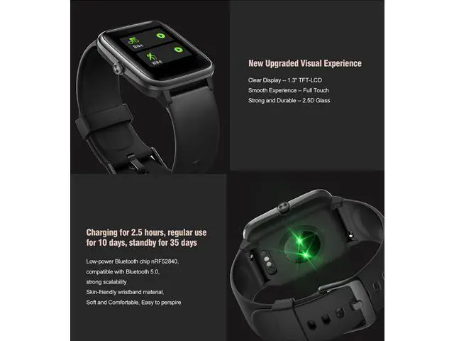 Alt view image 3 of 7 - CUUWE Smart Watch, Fitness Tracker with Heart Rate Monitor, Activity Tracker with 1.3 Inch Touch Screen, IP68 Waterproof Pedometer Smartwatch with Sleep Monitor, Step Counter for Women and Men