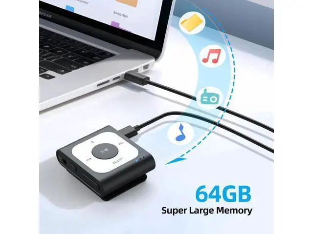 Alt view image 7 of 7 - 64GB Clip MP3 Player with Bluetooth, A53PL Portable Music Player with FM Radio, Shuffle, No Phone Needed, for Sports(Black)
