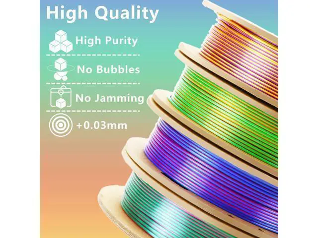 Alt view image 7 of 7 - LOVOON 3D PLA Filament 1.75mm Bundle, Tricolor 3D Printer Filament Bundle, Rainbow Silk PLA Filament Bundle, PLA Filament for 3D Printer 3D Pen, Dimensional Accuracy +/-0.02mm, 200g x 4 Spools