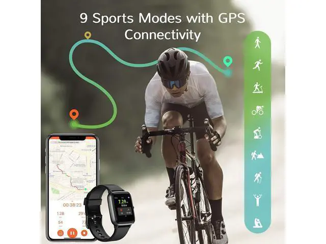 Alt view image 5 of 7 - CUUWE Smart Watch, Fitness Tracker with Heart Rate Monitor, Activity Tracker with 1.3 Inch Touch Screen, IP68 Waterproof Pedometer Smartwatch with Sleep Monitor, Step Counter for Women and Men