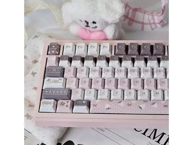 Alt view image 5 of 5 - Strawberry Rabbit theme factory-made keycaps in PBT material, hot-spraying technology, suitable for girls, cute, original, creative, universal, 60 keys, 98 keys, 108 keys - keycaps