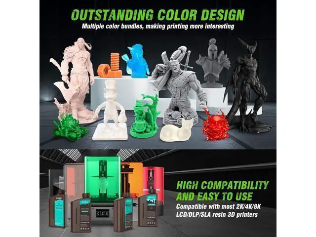 Alt view image 4 of 7 - SUNLU 3D Printer Resin, Strong Durable Nylon Like 3D Resin for LCD DLP SLA Resin 3D Printers, 395-405nm UV Light Curing 3D Printing Liquid Photopolymer Resin, Good for Functional Parts, 1000g, Black