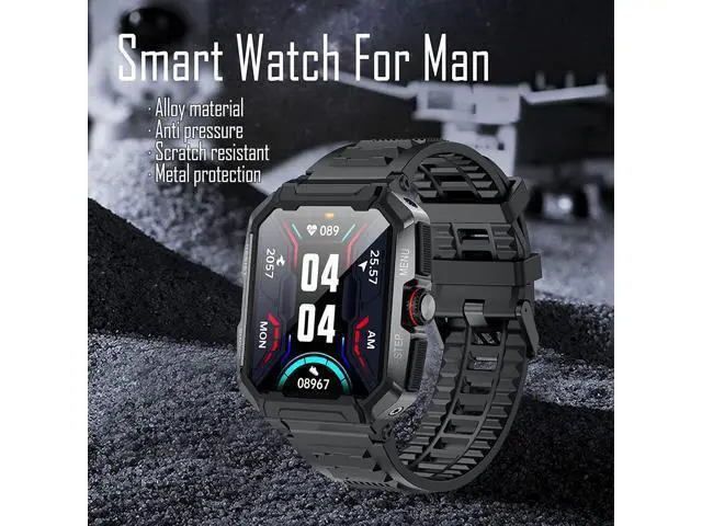 Alt view image 6 of 6 - Military Smart Watch for Men, Outdoor Smart Watches 1.85" LCD Bluetooth Call Heart Rate Blood Pressure Smartwatches IP68 Waterproof,Sports Watch for Android iPhone Phone Black