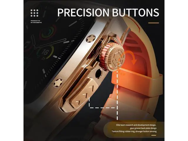 Alt view image 2 of 7 - BONAEVER Mod Kit Standainless Standeel Case for Apple Watch 45mm/44mm Rugged Metal Bumper Case Protective Replacement B for iWatch Series 4/5/6/7/8/9/SE/SE2 Orange