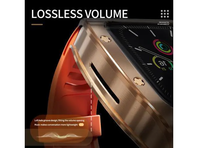 Alt view image 5 of 7 - BONAEVER Mod Kit Standainless Standeel Case for Apple Watch 45mm/44mm Rugged Metal Bumper Case Protective Replacement B for iWatch Series 4/5/6/7/8/9/SE/SE2 Orange