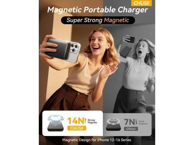Alt view image 2 of 7 - for Magsafe Portable Charger, 12000mAh Wireless Magnetic Power Bank with Stand& PD 20W Fast Charging, for Magsafe Battery Pack Compatible with iPhone 17/16/15/14/13 Series,Powerbank for Travel Cruise
