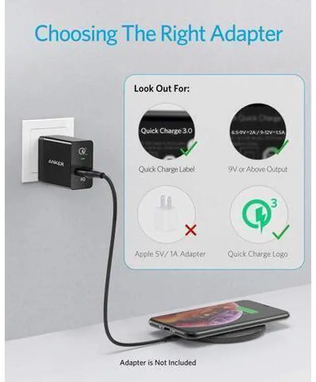 Main image of 313 Wireless Charger (Pad) Qi-Certified 10W Max Fast Charging for Compatible with iPhone 16 Plus/15 Plus/14 Plus/12 AirPods (No AC Adapter Not MagSafe Magnetic Charging Compatible)