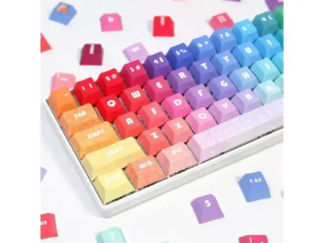 Alt view image 5 of 5 - New original high-quality lucky keycaps made of PBT with thermal transfer technology, minimalist style, rainbow color, new products 61/68/75/87/980 - Keycaps