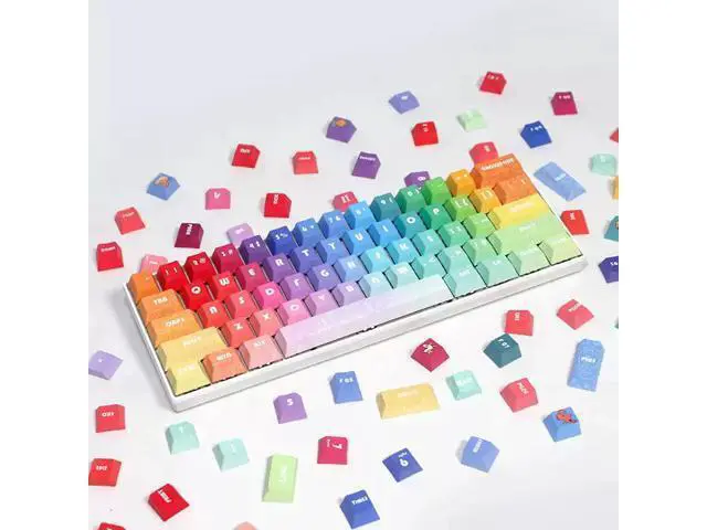 Alt view image 4 of 5 - New original high-quality lucky keycaps made of PBT with thermal transfer technology, minimalist style, rainbow color, new products 61/68/75/87/980 - Keycaps