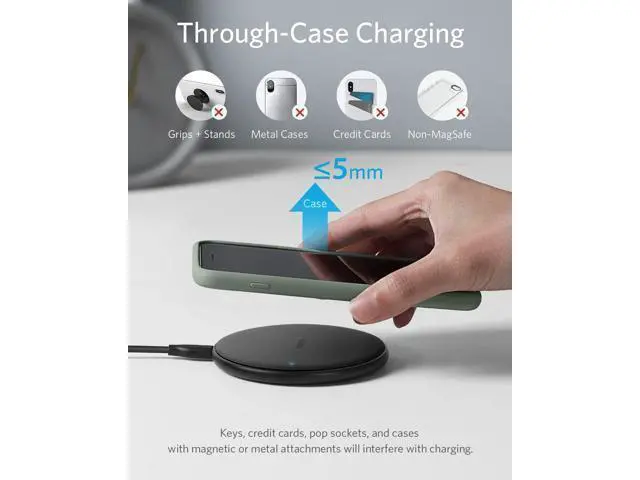 Alt view image 2 of 3 - 313 Wireless Charger (Pad) Qi-Certified 10W Max Fast Charging for Compatible with iPhone 16 Plus/15 Plus/14 Plus/12 AirPods (No AC Adapter Not MagSafe Magnetic Charging Compatible)