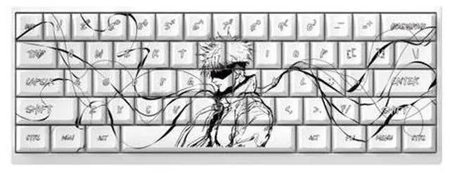 Main image of Five Key Caps with Anime Theme, High-Quality PBT Finish, Fully Engraved, Compatible with 60, 65, 68