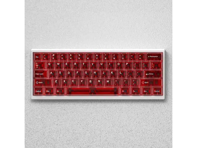 Alt view image 5 of 5 - Transparent keycaps / Foggy-glossy matte keycaps made of PC material with engraved characters. Height suitable for wooting. Fog revealing red - Top fog revealing - Engraved characters