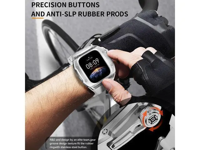 Alt view image 3 of 6 - BONAEVER Mod Kit Stainless Steel Case for Apple Watch Series 10 46mm Rugged Metal Bumper Case Protective Wristband Replacement Band for iWatch 46 mm White