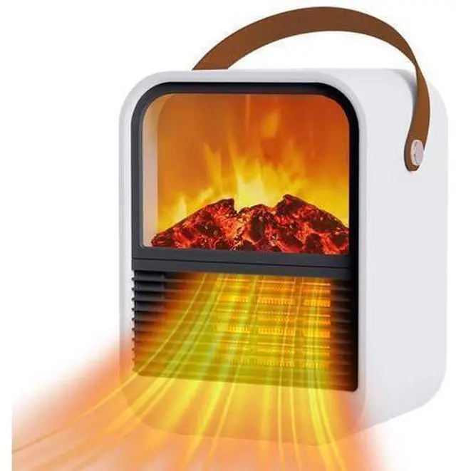 Main image of Portable Mini Electric Fireplace Heater,Small Room Space Heaters for Indoor Use with 3D Flames,PTC Ceramic Heater, Desk Space Heater for Bedroom,Bathroom and Office Quiet Small(White)