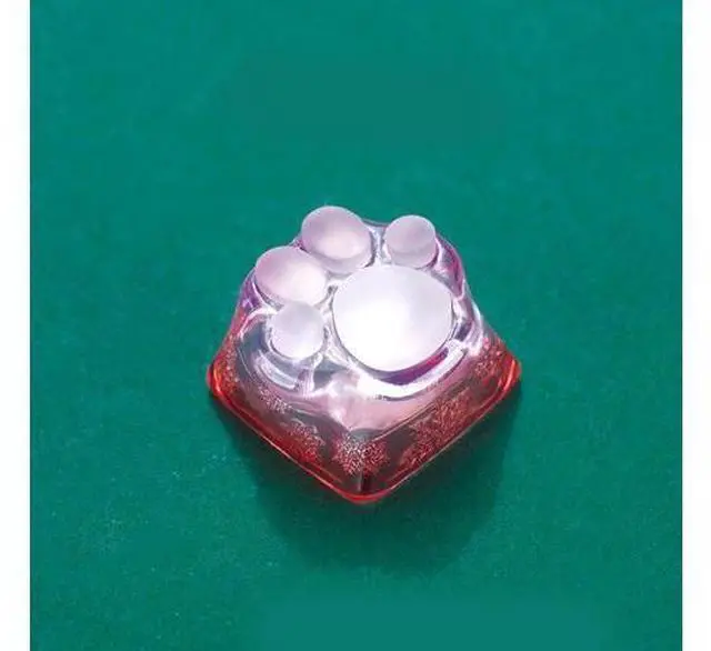 Main image of Original design transparent Tiffany cute 3D printed Christmas cat paw keycaps made of transparent resin keycaps Christmas Red