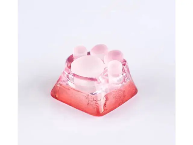 Alt view image 4 of 5 - Original design transparent Tiffany cute 3D printed Christmas cat paw keycaps made of transparent resin keycaps Christmas Red