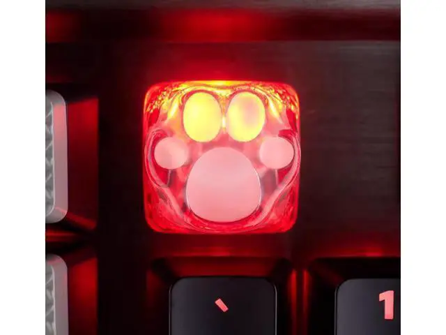 Alt view image 5 of 5 - Original design transparent Tiffany cute 3D printed Christmas cat paw keycaps made of transparent resin keycaps Christmas Red