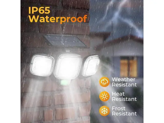 Alt view image 2 of 7 - Solar Motion Sensor Outdoor Lights, 3 Modes LED Security Flood Light with Remote Control, IP65 Waterproof Solar Powered Outside Wall Light for Garden Patio Garage Yard (Black, 2 Pack)
