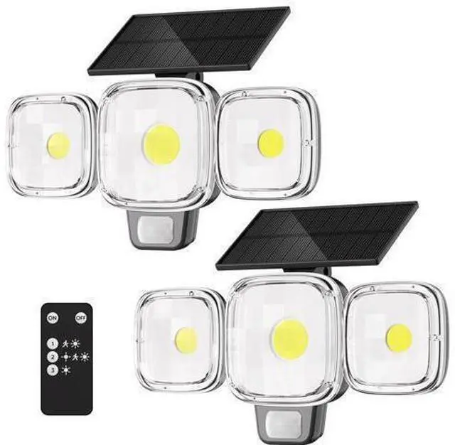 Main image of Solar Motion Sensor Outdoor Lights, 3 Modes LED Security Flood Light with Remote Control, IP65 Waterproof Solar Powered Outside Wall Light for Garden Patio Garage Yard (Black, 2 Pack)