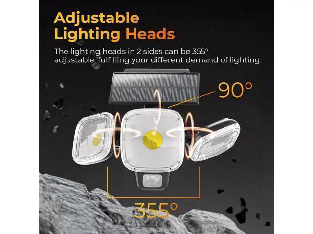 Alt view image 4 of 7 - Solar Motion Sensor Outdoor Lights, 3 Modes LED Security Flood Light with Remote Control, IP65 Waterproof Solar Powered Outside Wall Light for Garden Patio Garage Yard (Black, 2 Pack)