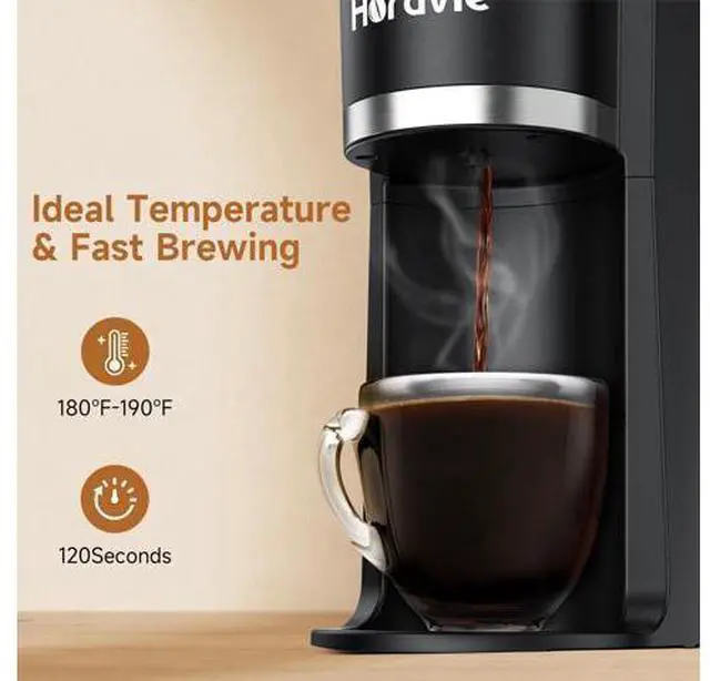 Alt view image 4 of 7 - Small Single Serve Coffee Maker, Fast Brew One Cup Coffee Machine for K Cup and Grounds, 6 to 12 oz. Brew Sizes, Capsule Coffee Machine with Descaling Reminder and Viewing Tank, Black