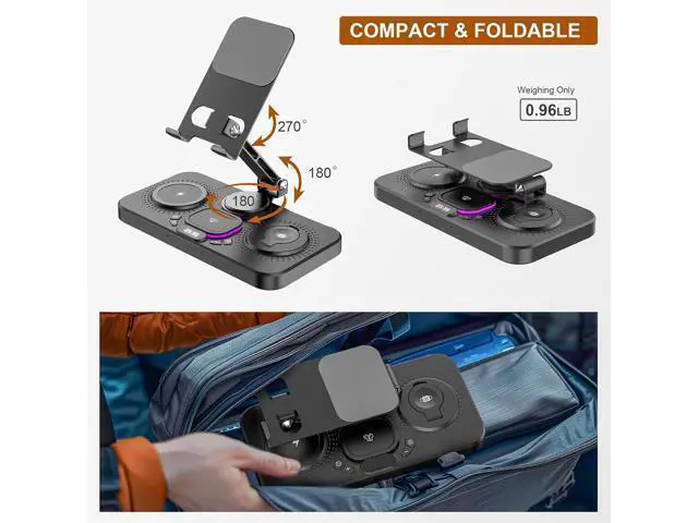 Alt view image 6 of 7 - Upgrade Wireless Charging Station with Clock & 7 Color Ambient Light for iPhone17/16/15 Series Watch 11 10 9 AirPods 4/3/2 30W desk wireless charger Multiple Devices iPad Stand Dock