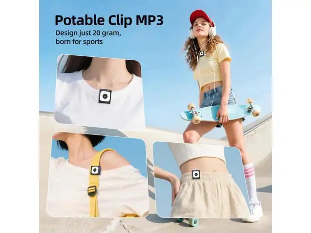 Alt view image 2 of 7 - 64GB Clip MP3 Player with Bluetooth, A53PL Portable Music Player with FM Radio, Shuffle, No Phone Needed, for Sports(Black)