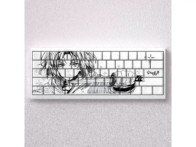 Alt view image 3 of 3 - Two keycaps with draftings of the pattern, original factory height, PBT material, side engraving, transparent light transmission, compatible with wooting61, made68