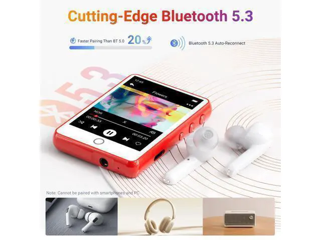 Alt view image 4 of 7 - 128GB MP3 Player Bluetooth 5.3 with 2.4" Full Touch ScreenMECHEN Portable Digital Music Player with HD SpeakerFM Radio, HiFi Lossless Sound, Recording, Support up to 512GB