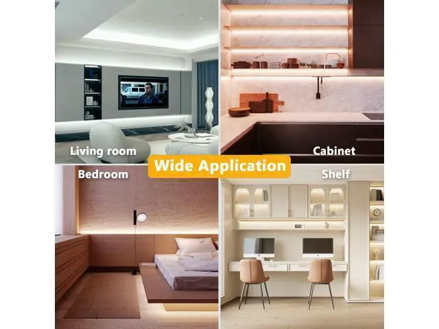 Alt view image 7 of 7 - COB LED Strip Lights Tunable White(2700K-6500K) COB LED Lights with 3040 LEDs 24V Adapter RF Remote Dimmable High Density Uniform LED Strip for Bedroom Kitchen Cabinet CRI90+ 16.4ft