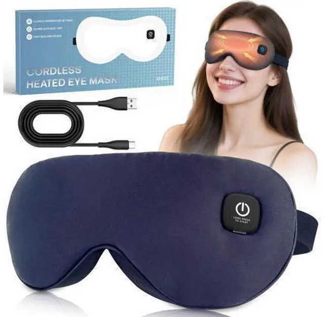 Main image of Cordless Heated Eye Mask for Dry Eyes Relief, with 3 Heat Settings, Washable Eye Cover, Warm Heating Pad for Stye Eye Treatment & Travel Use