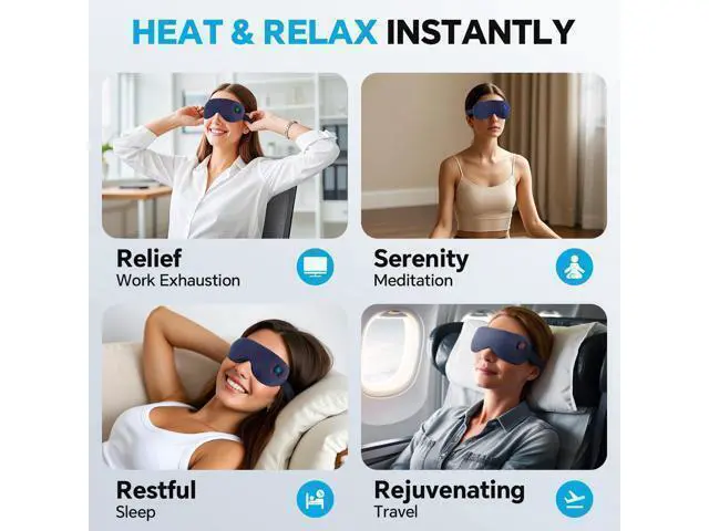 Alt view image 5 of 5 - Cordless Heated Eye Mask for Dry Eyes Relief, with 3 Heat Settings, Washable Eye Cover, Warm Heating Pad for Stye Eye Treatment & Travel Use